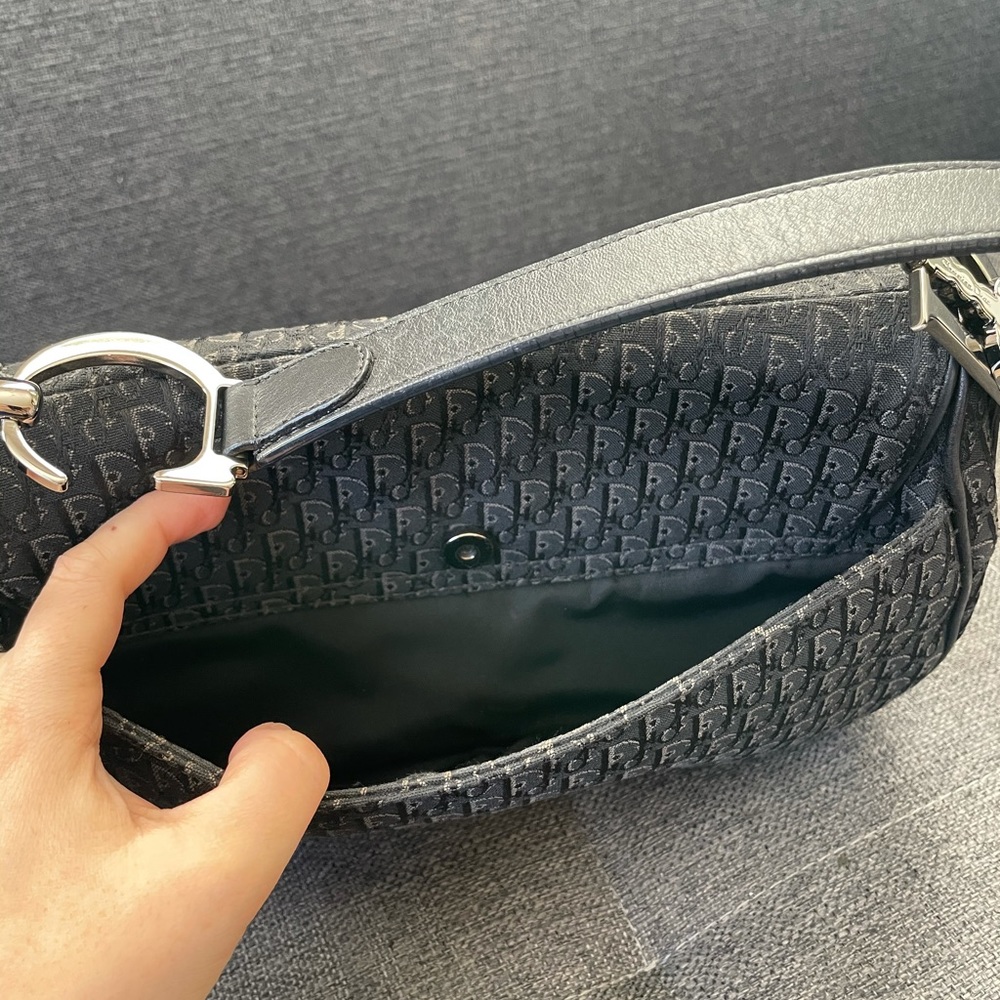 Christian Dior Black Trotter Canvas Double Saddle Bag - Picture 8 of 16